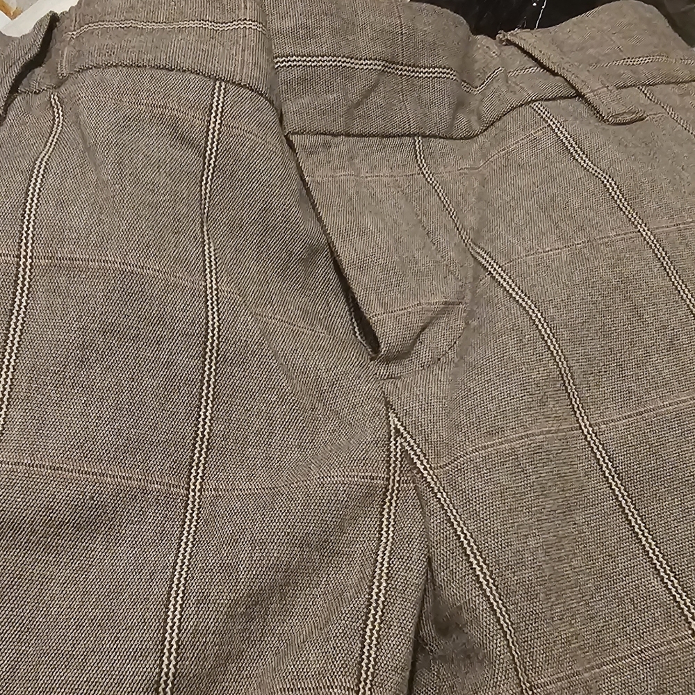 GAP Stretch Women Tan Wide Leg Plaid Dress Pants Sz 1R - Picture 7 of 8